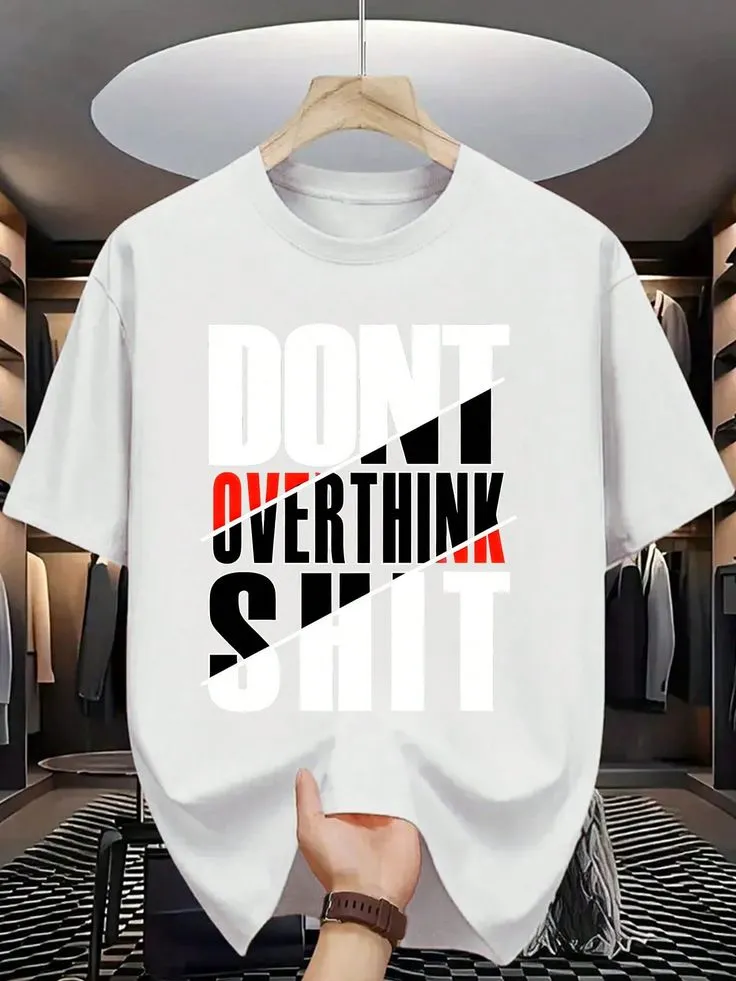 Printed T shirt(overthink) (S, Regular)